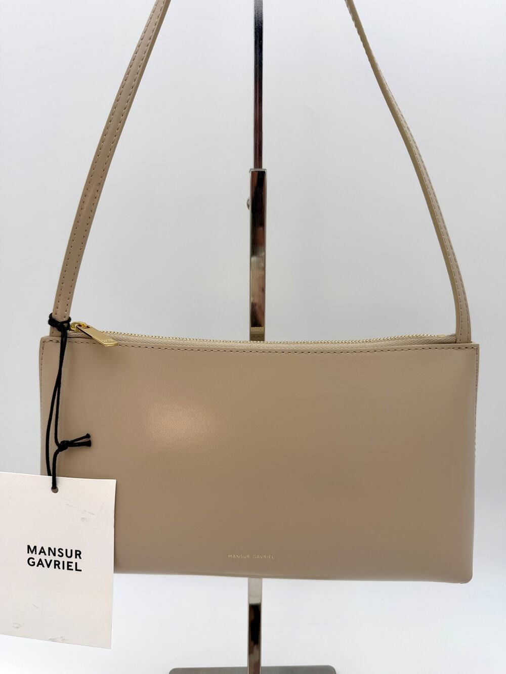 Authentic Mansur Gavriel Gaia Cream Ivory Leather Shoulder Bag Minimalist